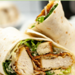 air fryer crispy chicken caesar wraps pin