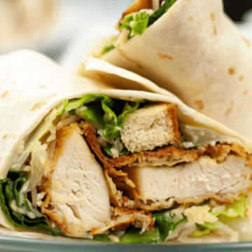 air fryer crispy chicken caesar wraps pin