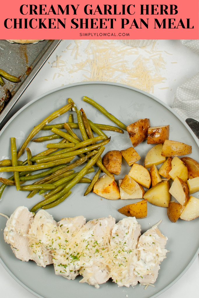 Creamy Garlic Herb Chicken Sheet Pan Meal pin