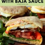 breakfast sandwich with baja sauce pin.