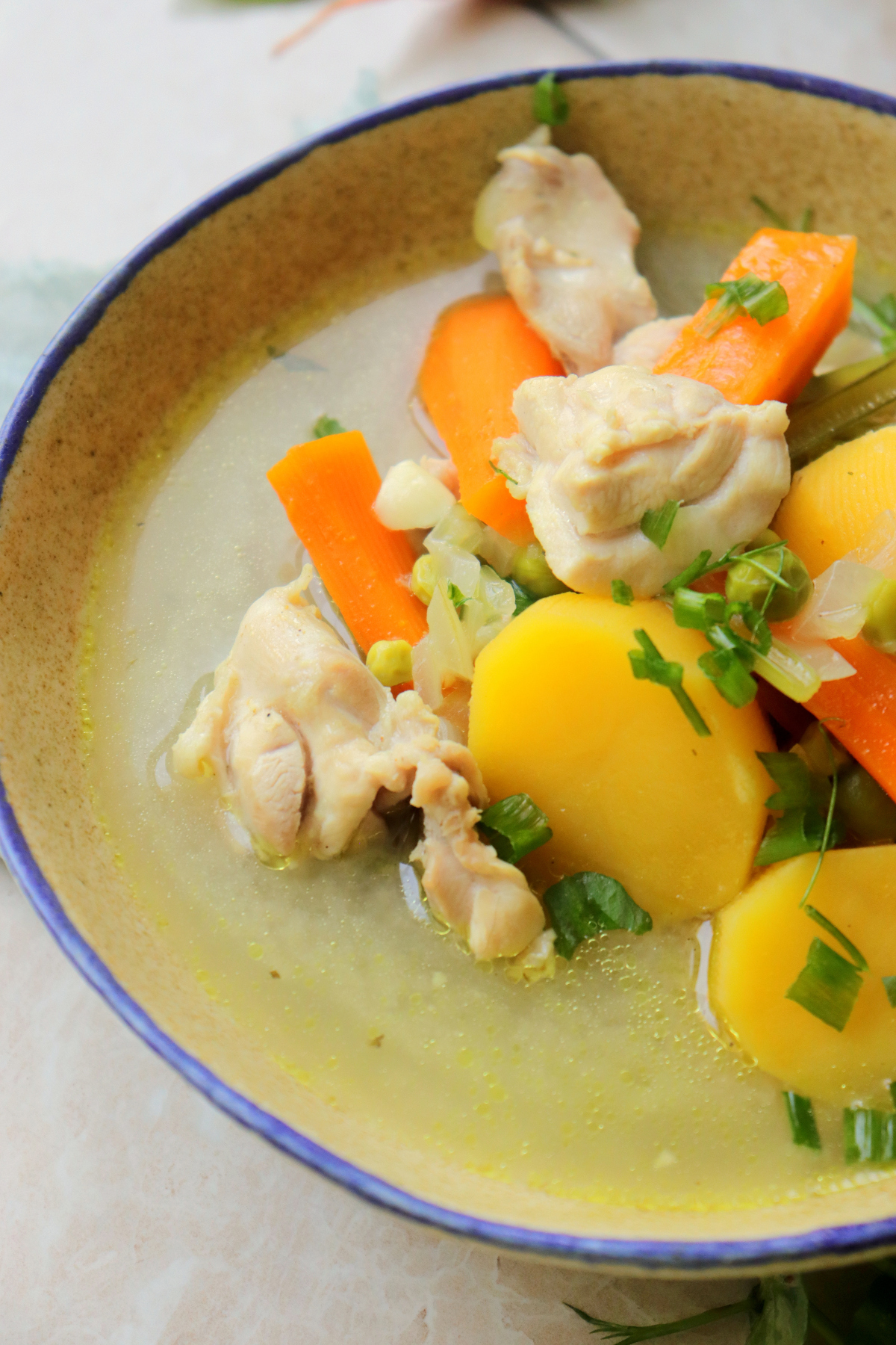 chicken stew in a bowl.