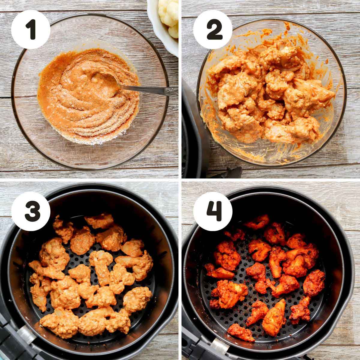 Steps to make the buffalo cauliflower.