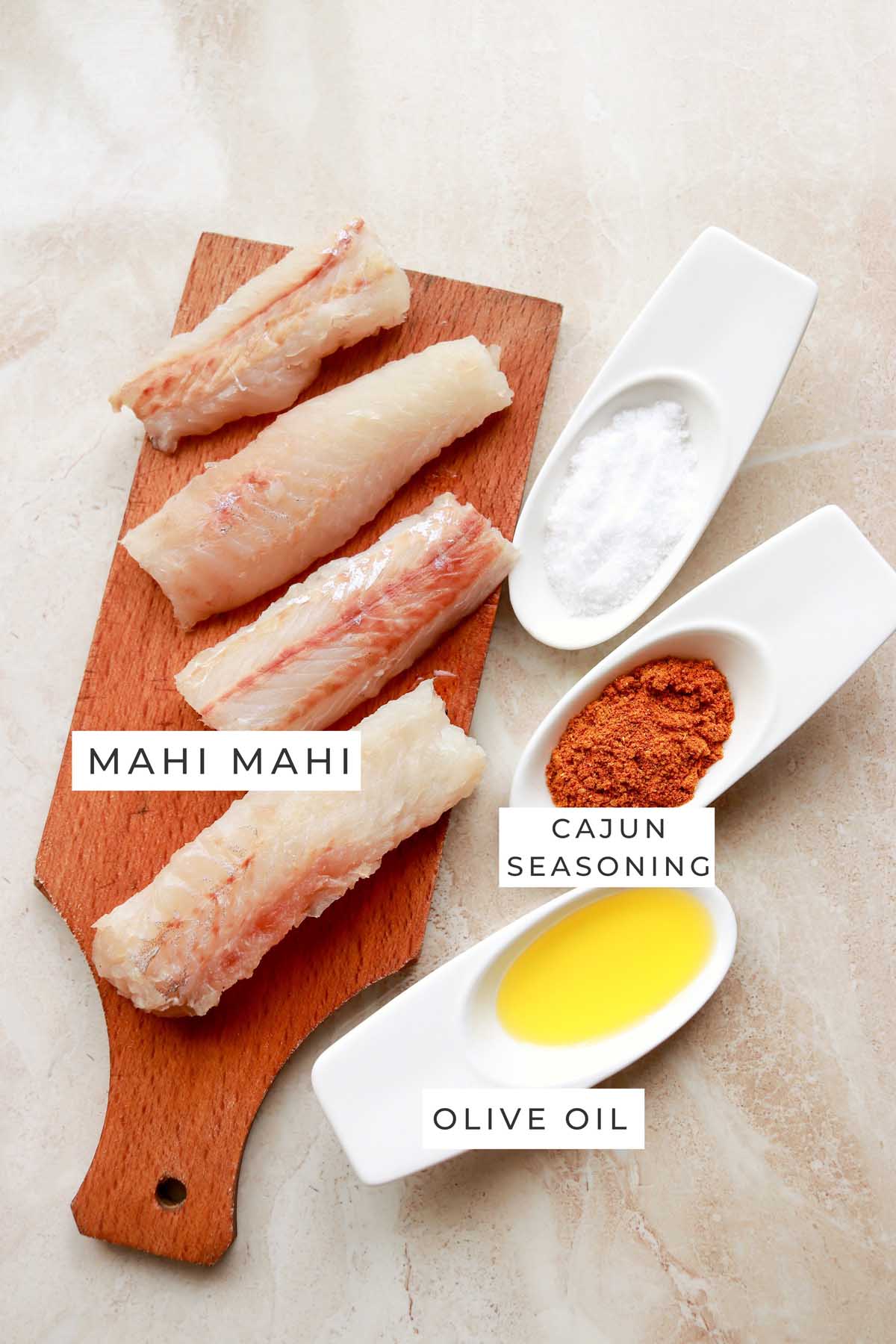 Labeled ingredients for the Mahi Mahi.