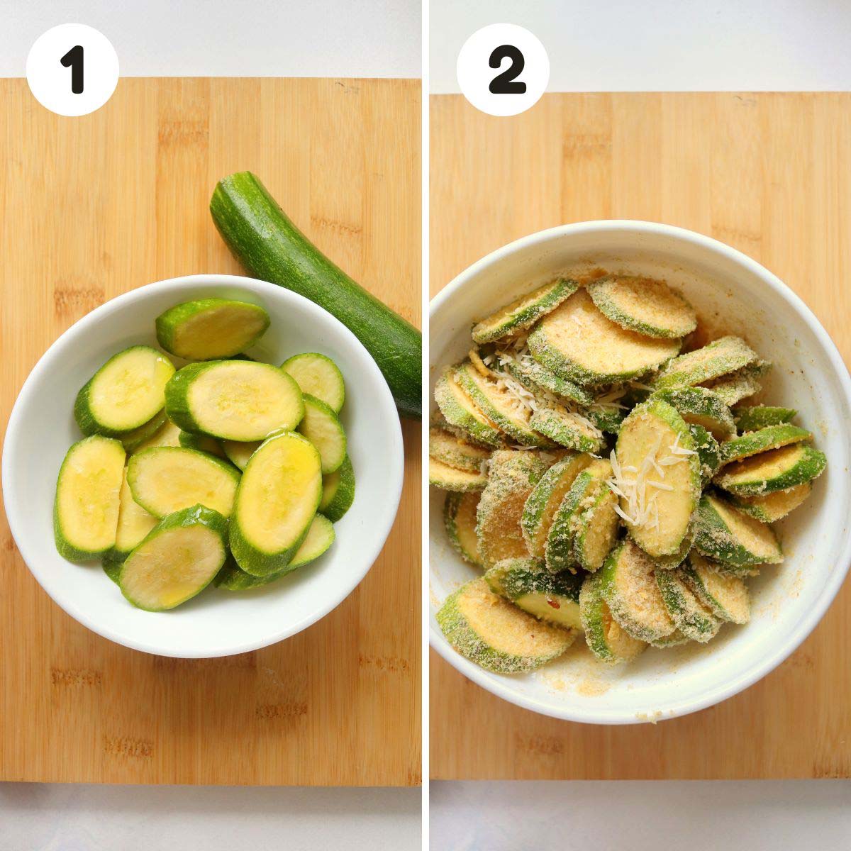 Steps to make the zucchini chips.