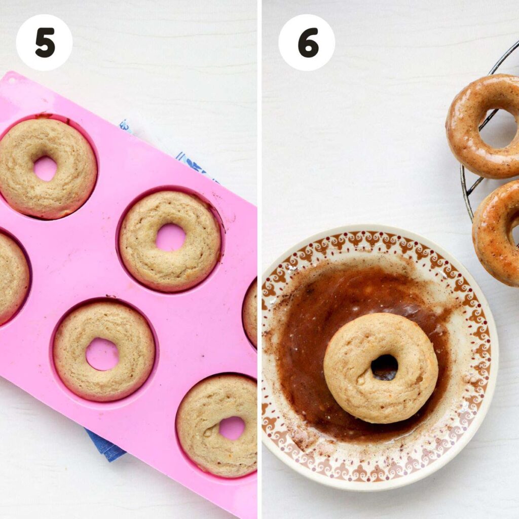 Steps to glaze the donuts.