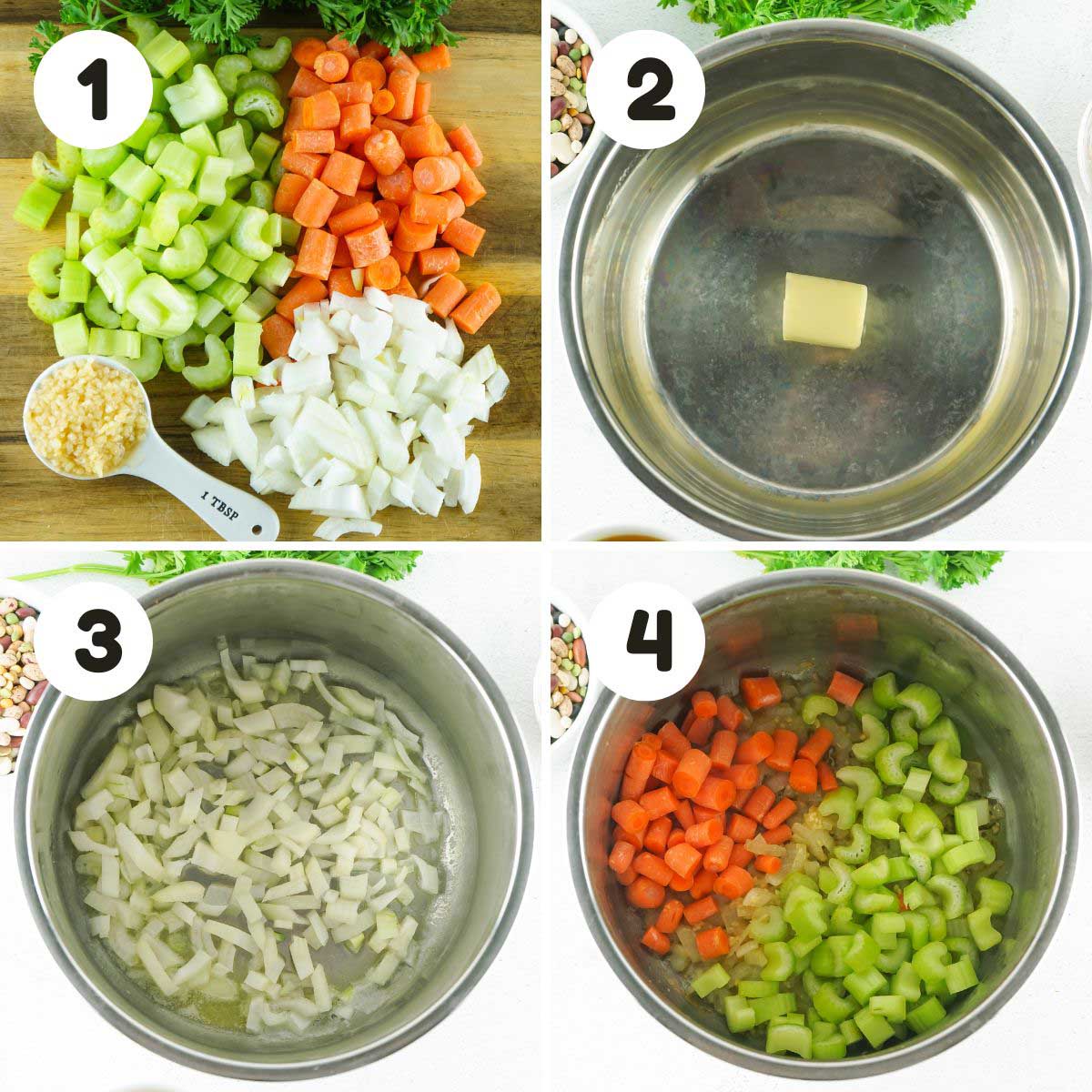 Steps to make the bean soup.