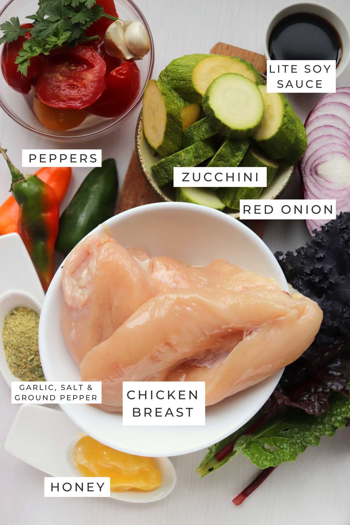 chicken kabobs labeled ingredients.