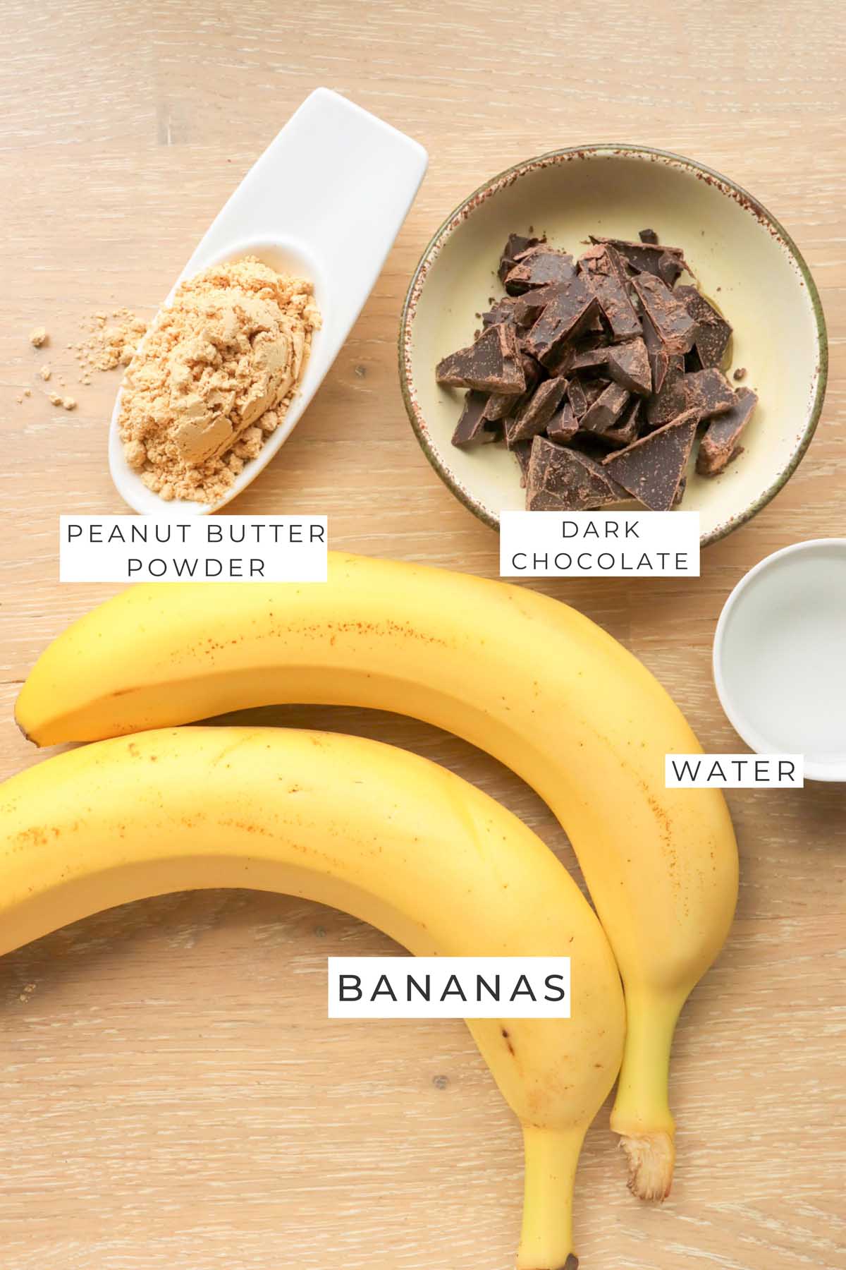 Labeled ingredients for the banana bites.