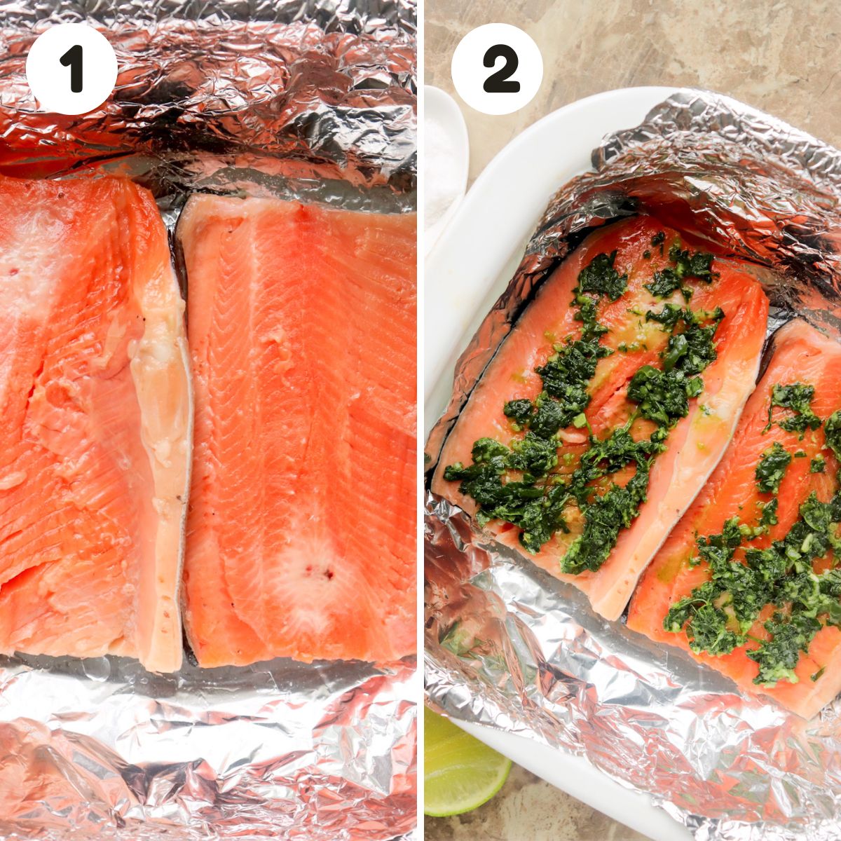 Steps to bake the salmon.