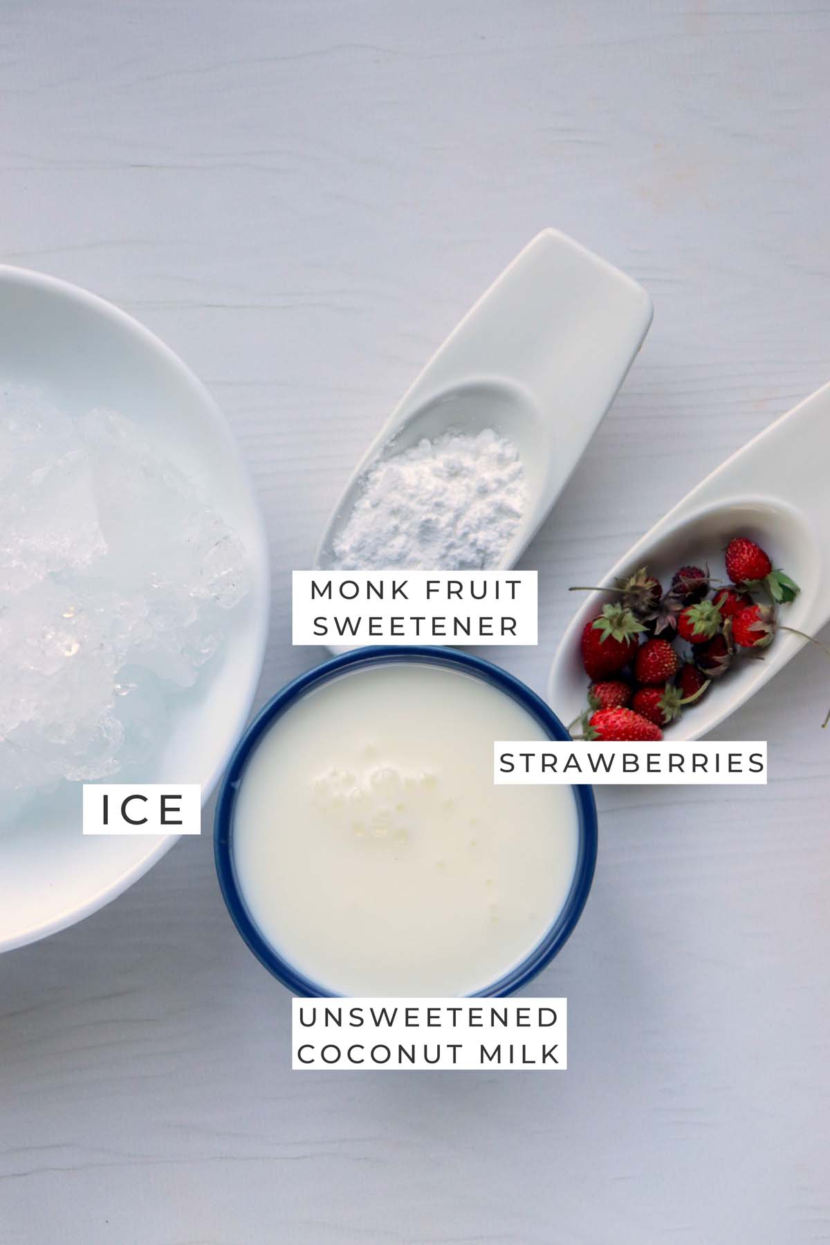 coconut berry smoothie labeled ingredients.