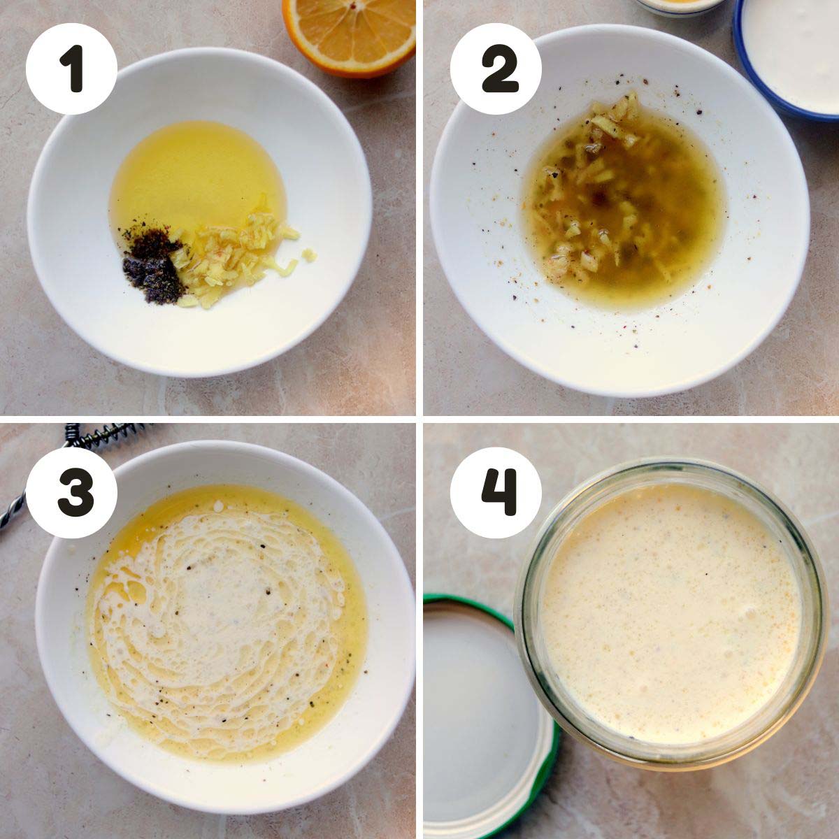 Steps to make the salad dressing.