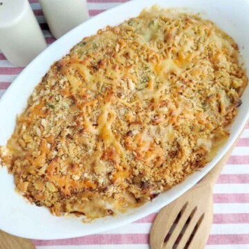 top view of baked casserole.