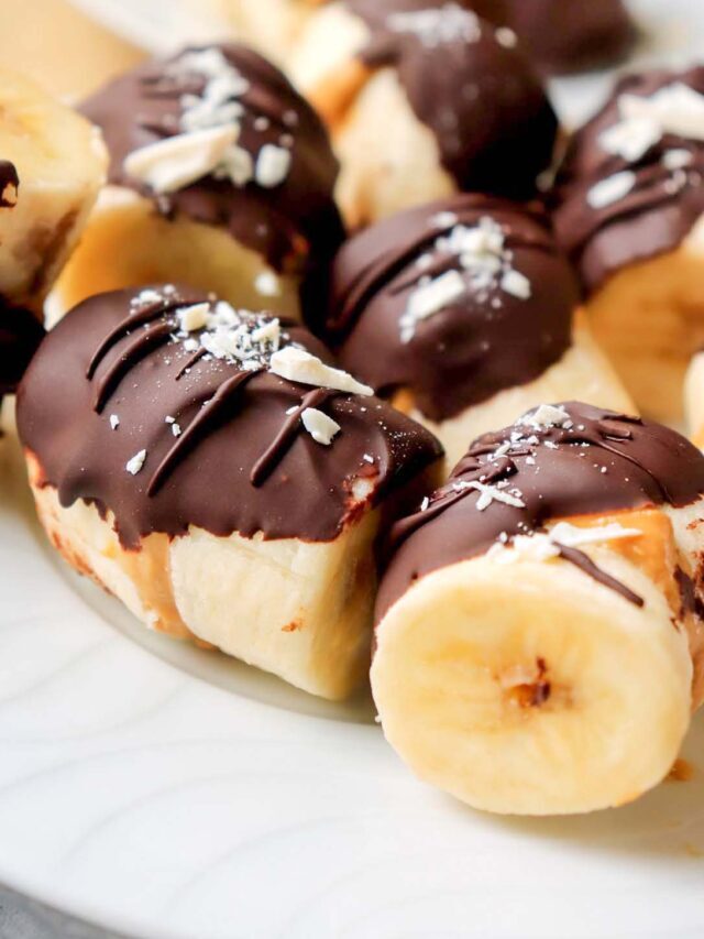 Dark Chocolate Peanut Butter Banana Bites Story