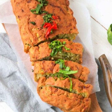 top view of sliced zucchini bread.