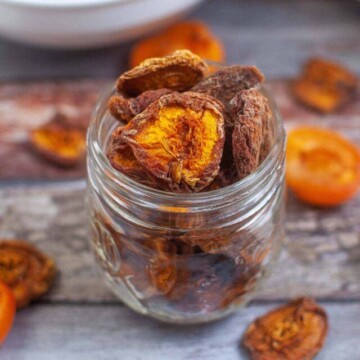 dehydrated apricots in a mason jar.