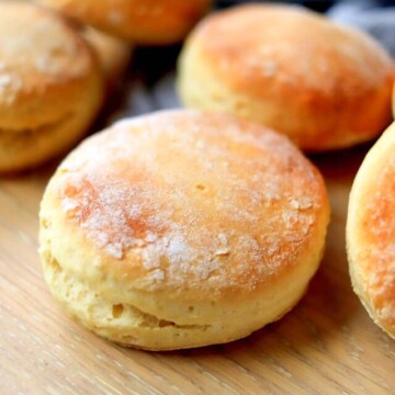 close up view of baked biscuits.