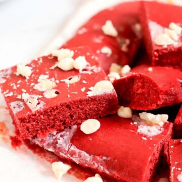 red velvet bars on a plate.
