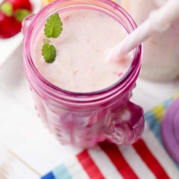 top view of fruit smoothie.