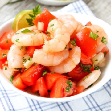 shrimp ceviche in a bowl.