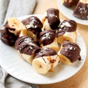 dark chocolate peanut butter banana bites thumbnail picture.
