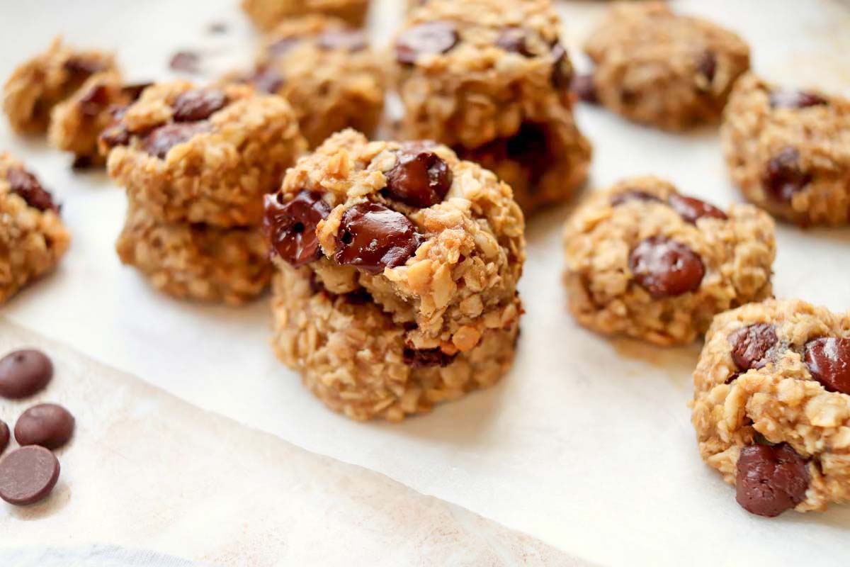 A cookie broken in half.