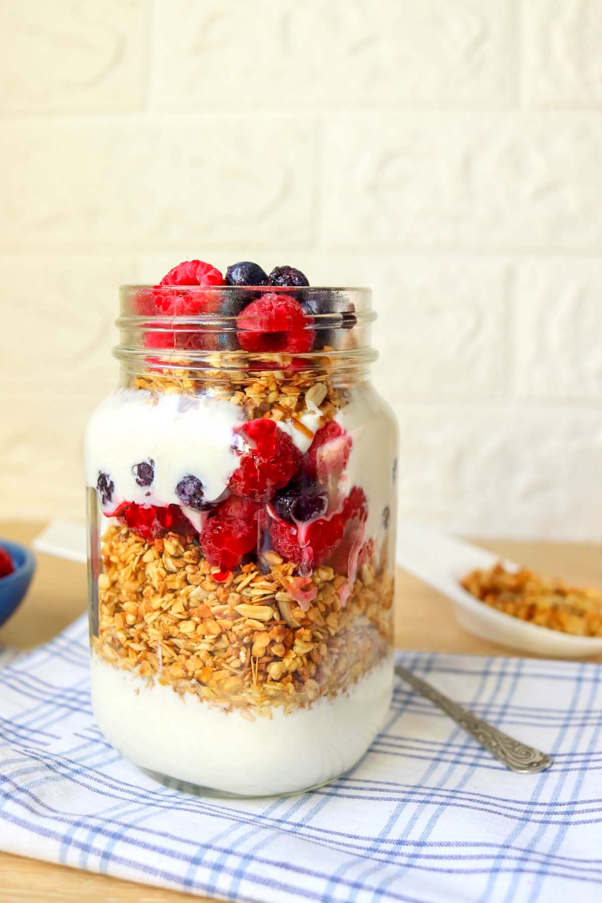 Parfait in a glass jar.