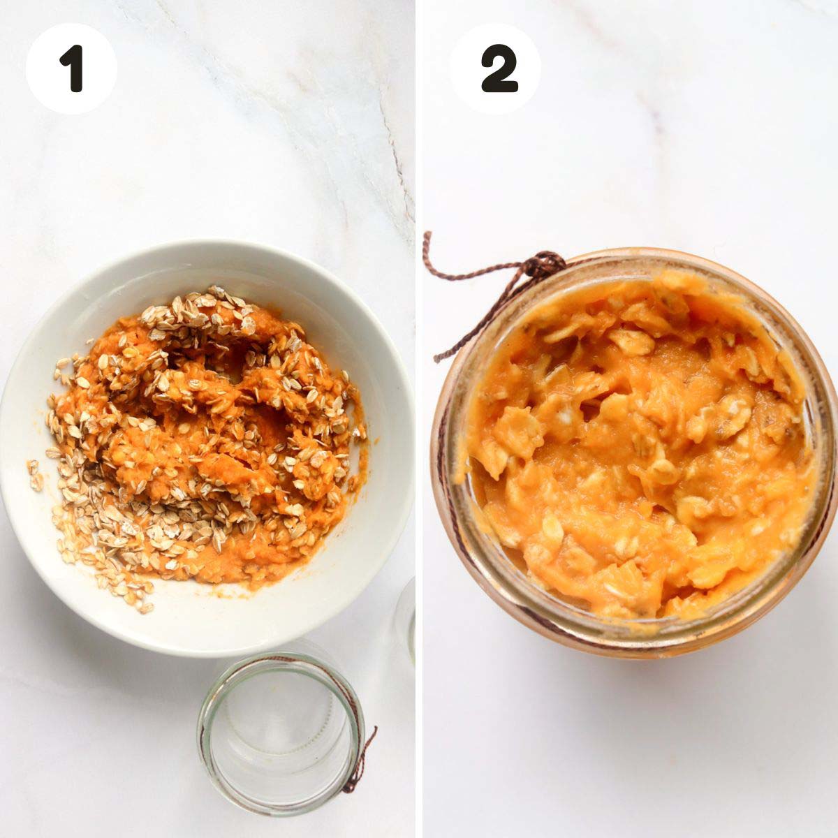 Steps to make the pumpkin oats.