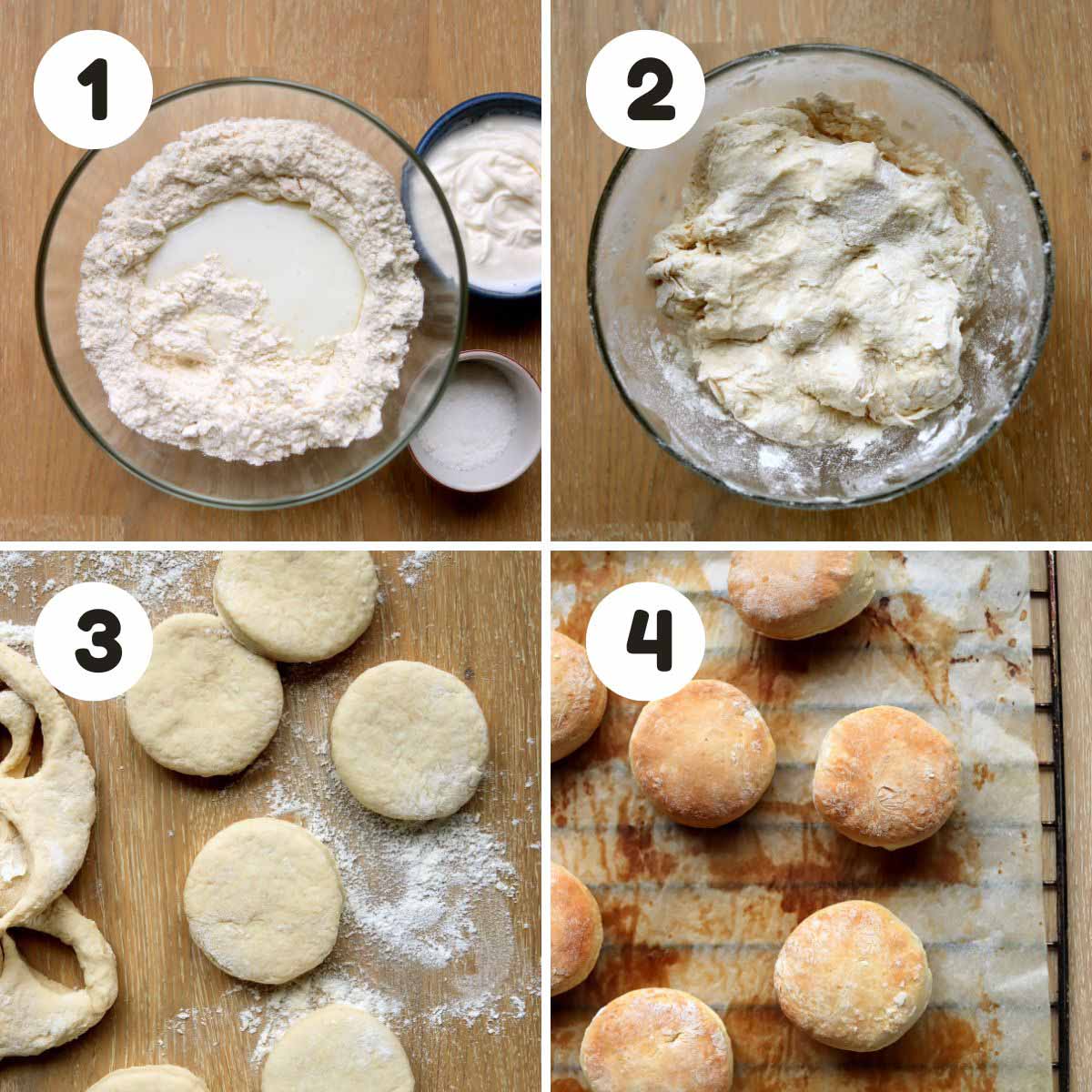 four image process making low calorie biscuits.