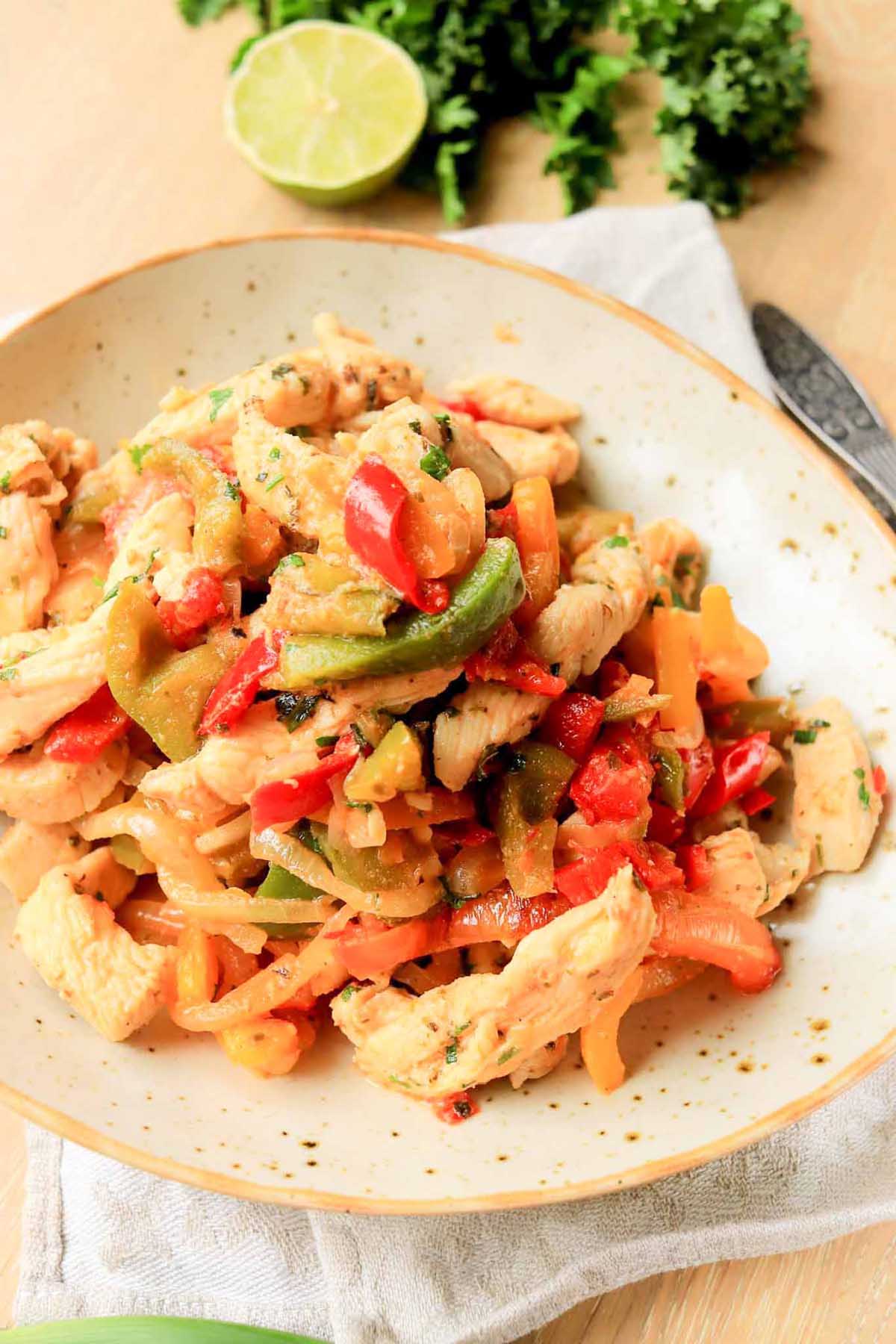 Fajitas on a plate.