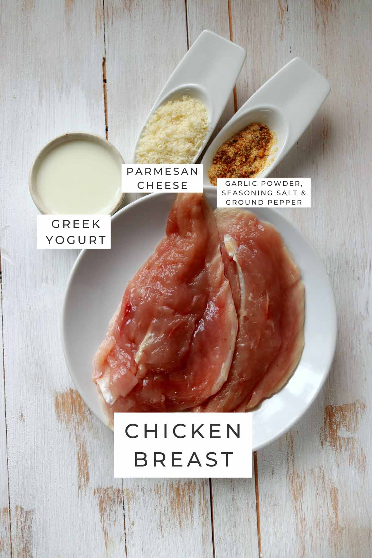 Labeled ingredients for the chicken breast.