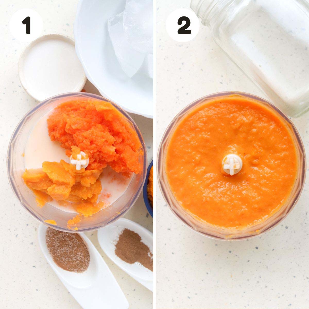 Steps to make the pumpkin smoothies.