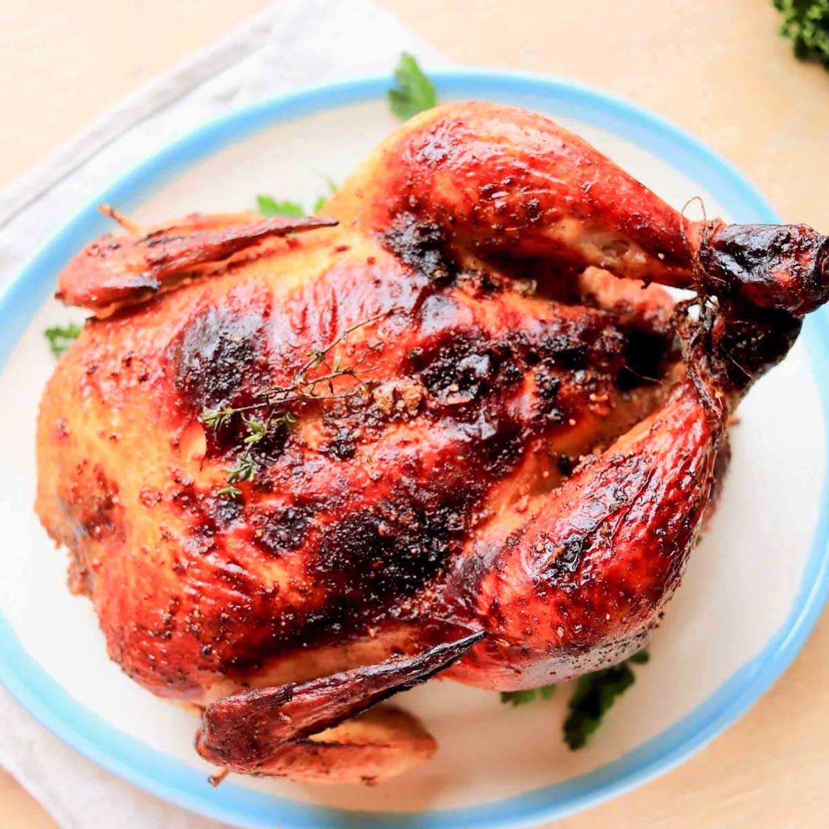 air fryer whole chicken thumbnail picture.
