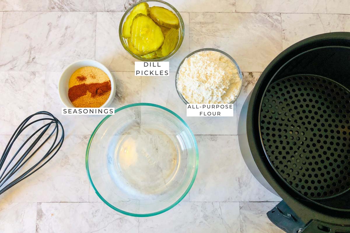 Labeled ingredients for the pickles.