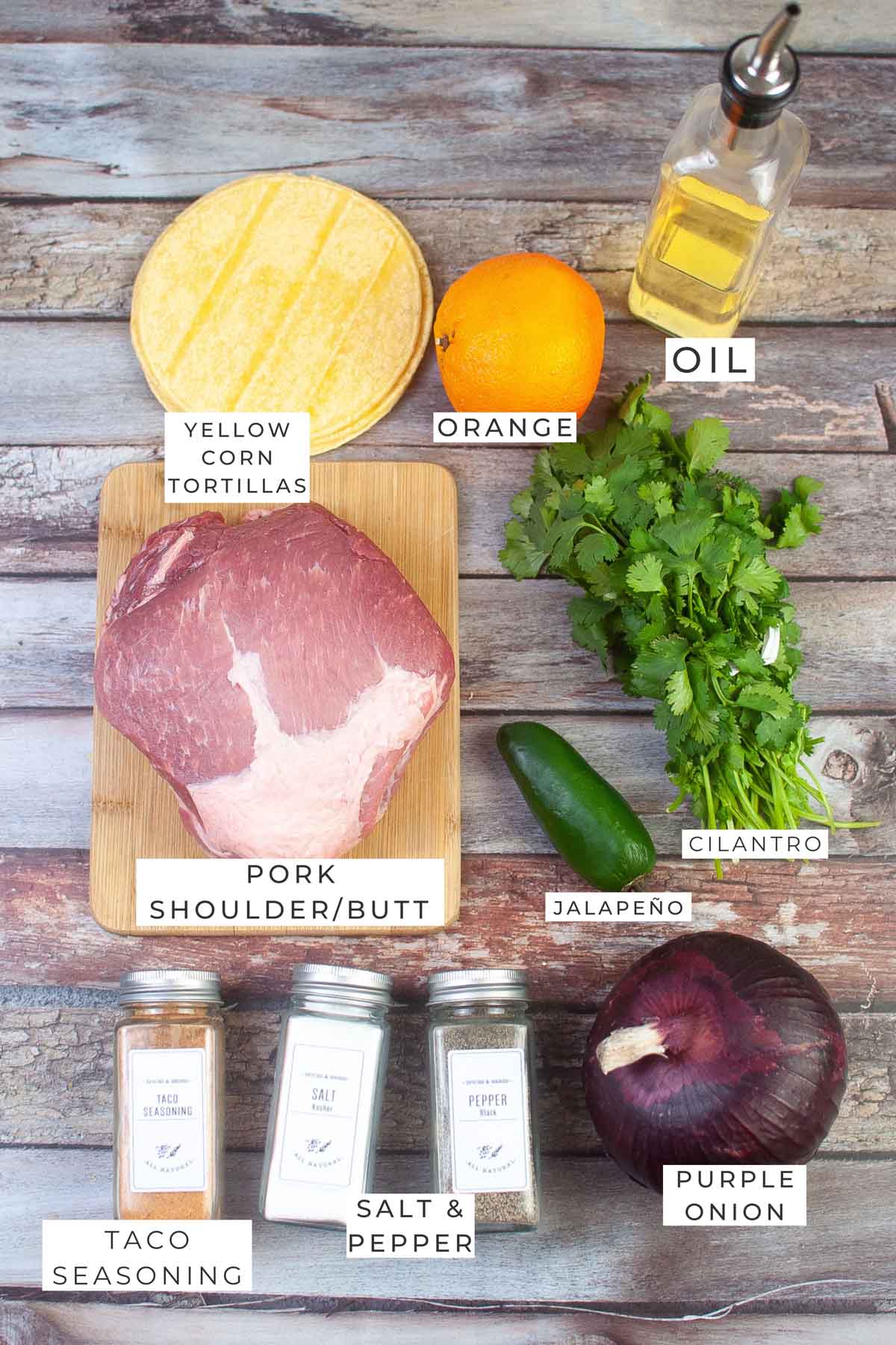 air fryer carnitas labeled ingredients.