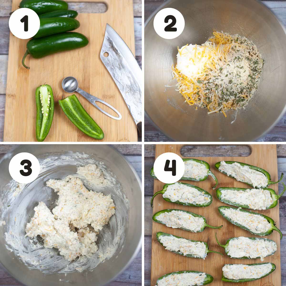 Steps to make the jalapeño poppers.