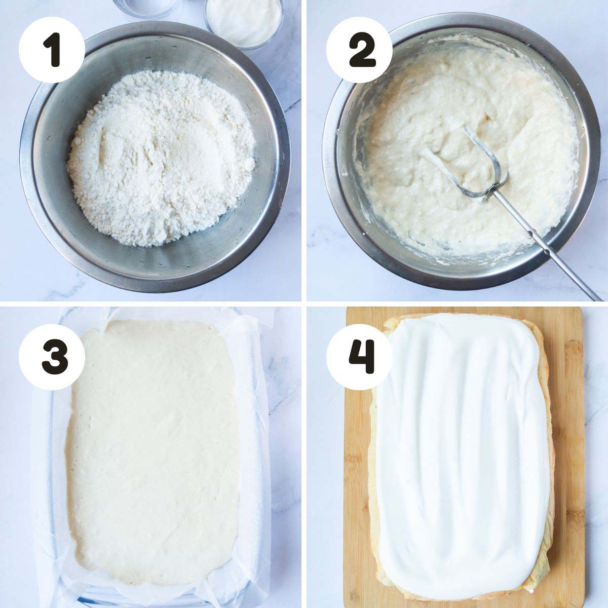 Steps to make the flag cake.