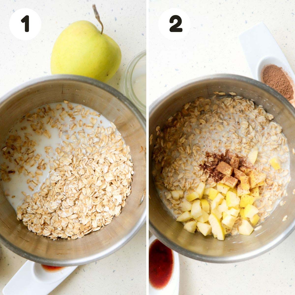 Steps to make the oatmeal.