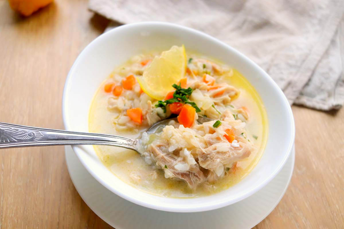 chicken soup on a spoon.