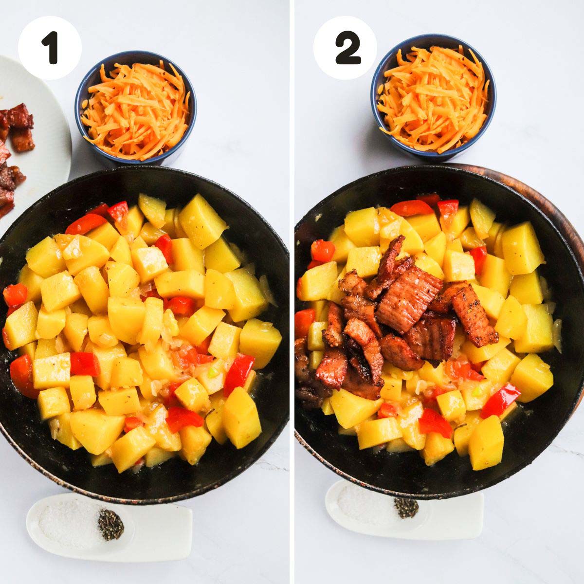 Steps to make the breakfast hash.