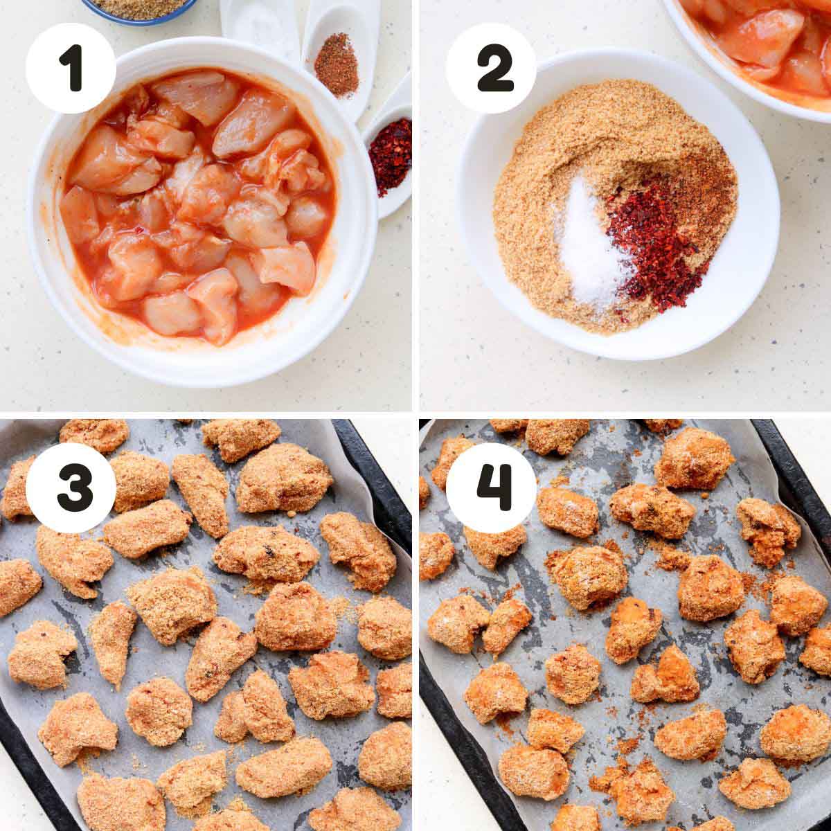 Steps to make the chicken bites.