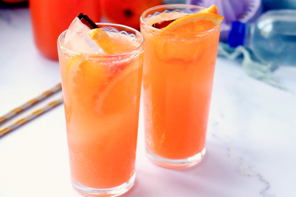 two glasses of citrus punch.