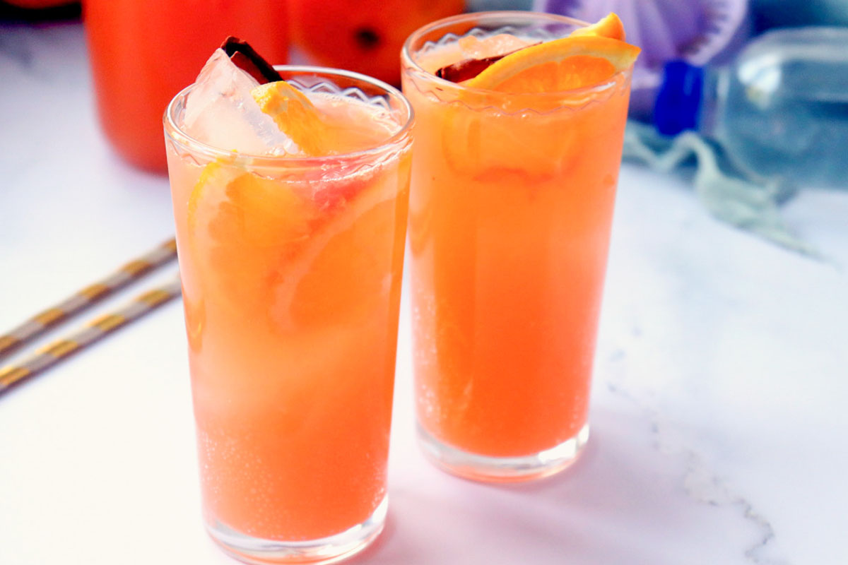 Two glasses of citrus punch.