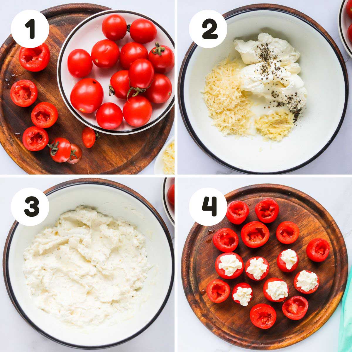 Steps to make the stuffed tomatoes.