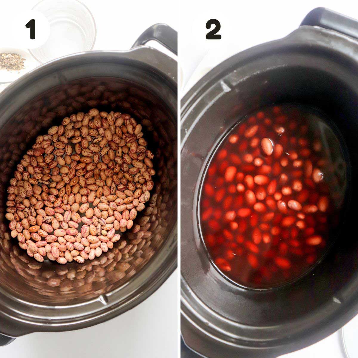 two image process making crockpot pinto beans.