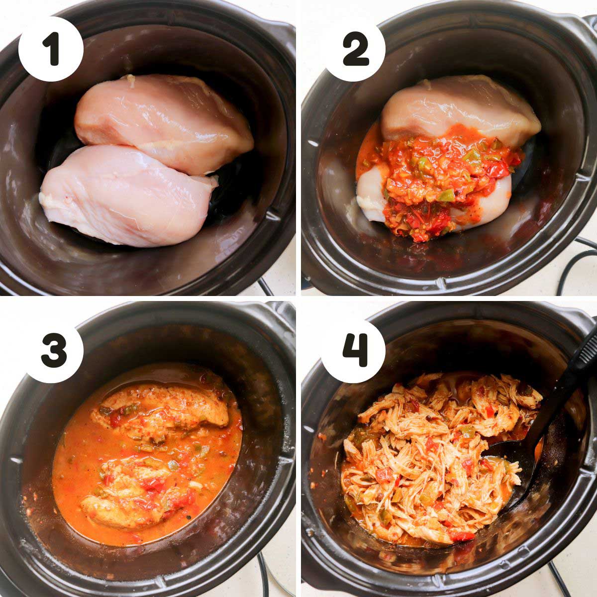 Steps to make the chicken salsa.