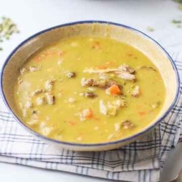 bowl of soup in front of the Instant Pot.