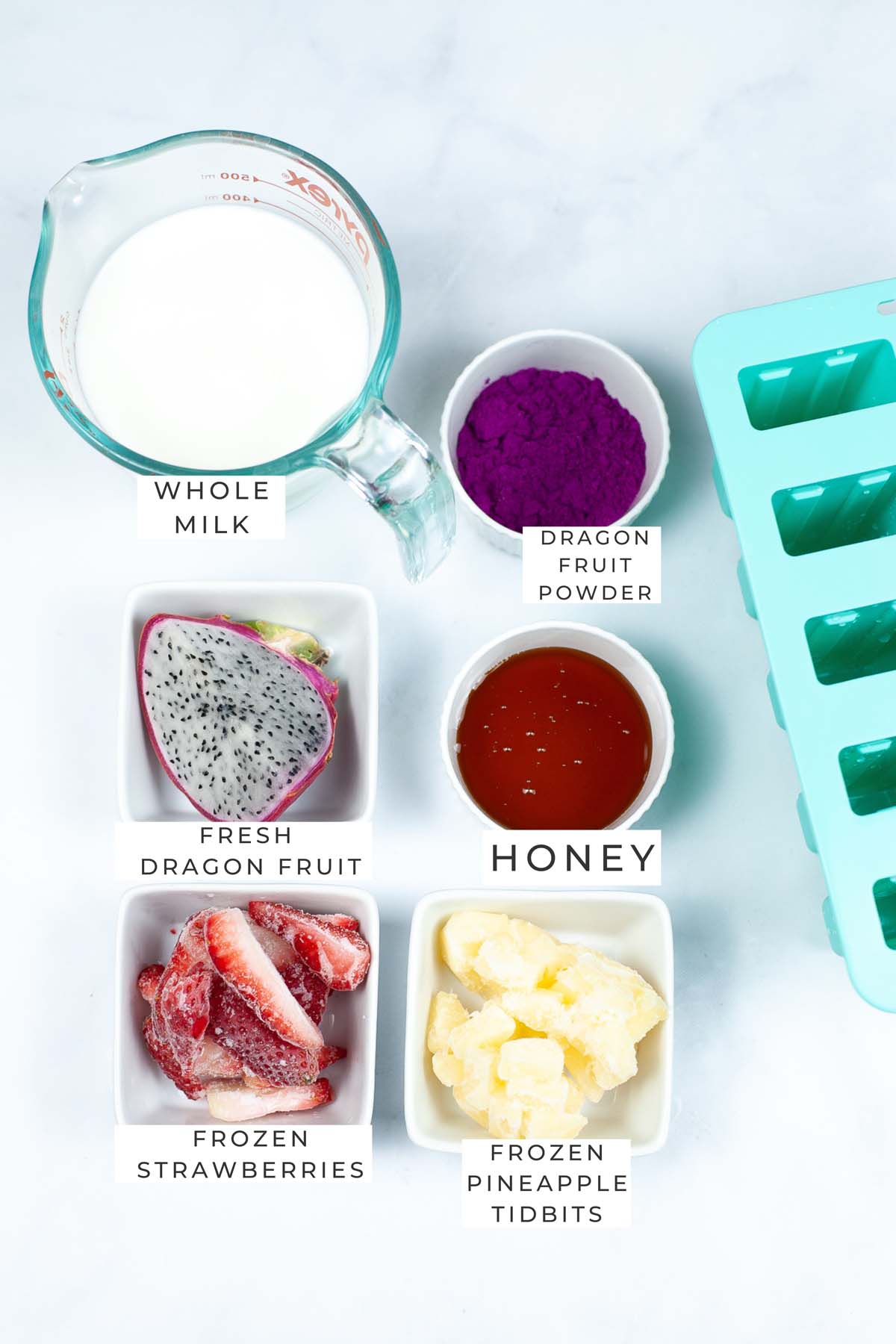 dragon fruit popsicles labeled ingredients.