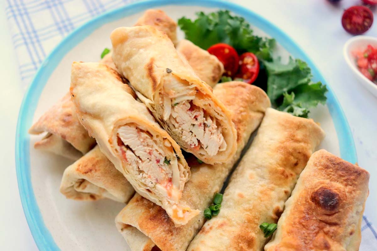 Baked Chicken Chimichangas Recipe (+VIDEO) - The Girl Who Ate Everything