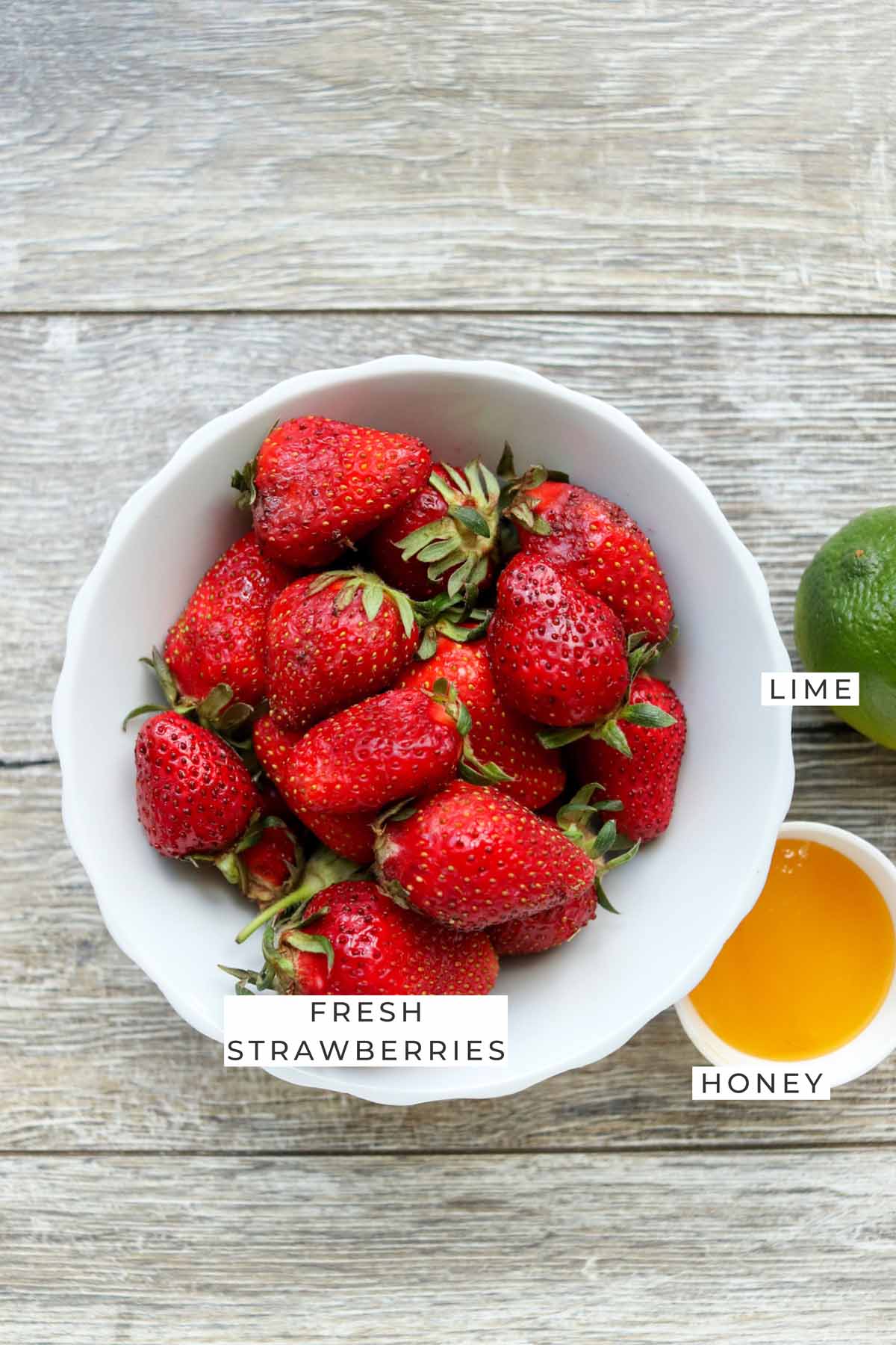 fresh strawberry popsicles labeled ingredients.