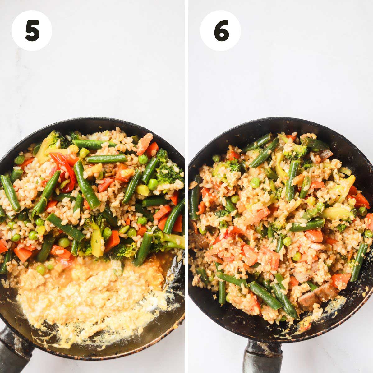Steps to cook the fried rice.